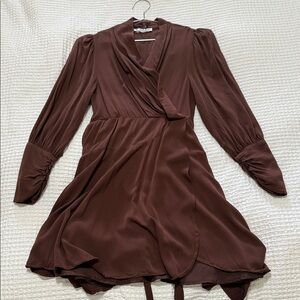 Elegant Brown Wrap Dress